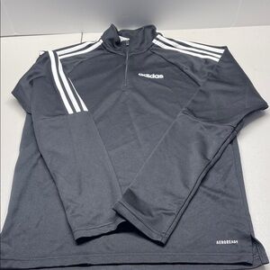 Adidas Black Quarter-Zip Pullover with White Stripes